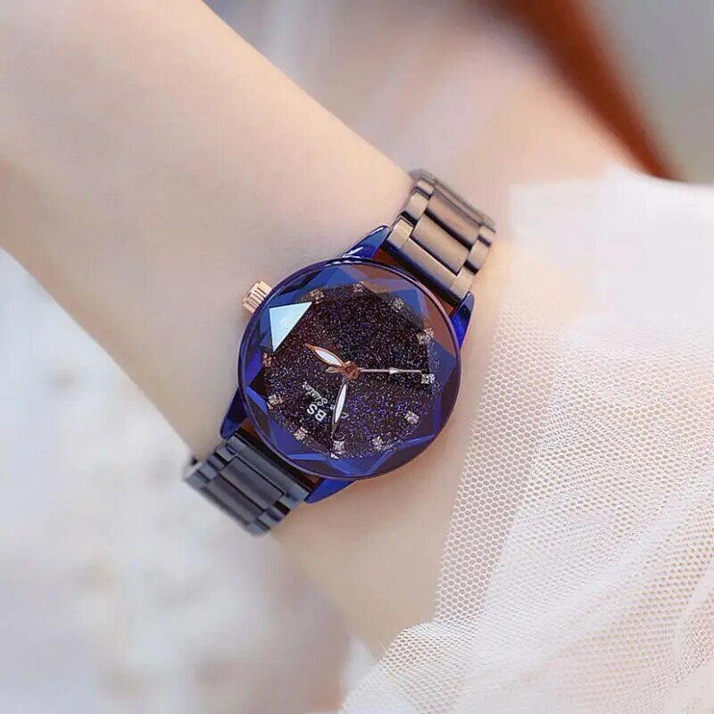 Luxo 2022 à prova dwaterproof água rosa ouro cristal relógio feminino céu estrelado senhoras relógios de pulso marca superior pulseira relógio relogio feminino