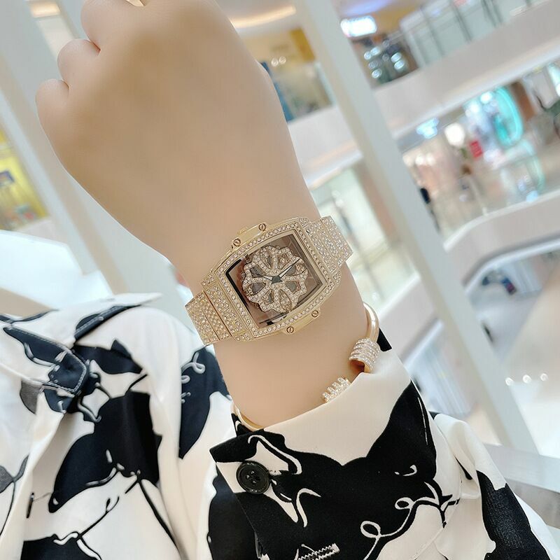 Женские модные часы для отдыха Mobangtuo, изысканные кварцевые часы из нержавеющей стали с инкрустированными бриллиантами
