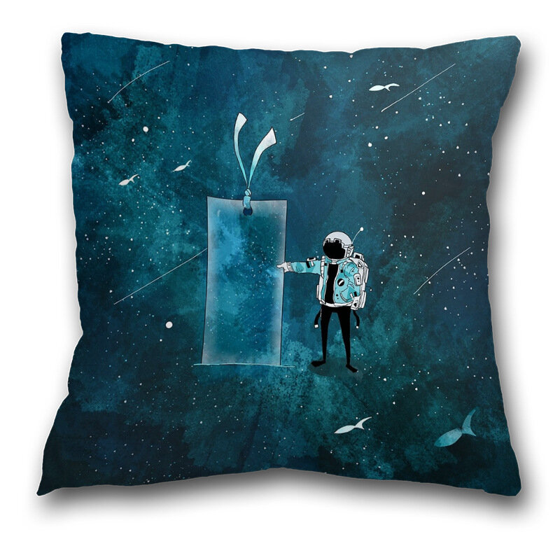 45*45CM Cartoon niebieski astronauta kosmiczny poszewka na poduszkę moda dekoracyjna Home Decor kanapa z funkcją spania rzuć poszewka na poduszkę śliczny samochód obicia na poduszki