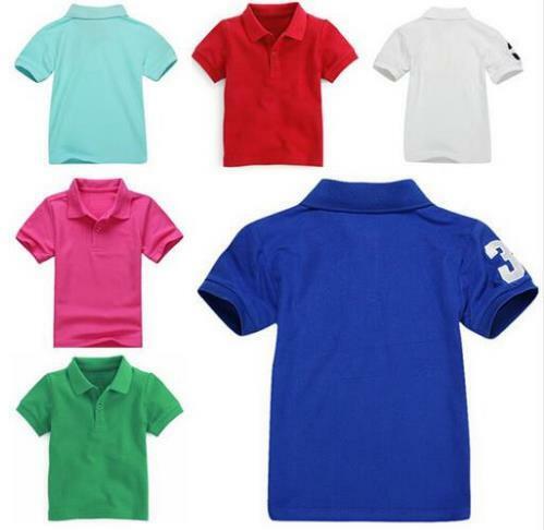 Camiseta de manga corta con solapa para niños y niñas, ropa para bebés, Tops, camisetas de algodón con bordado
