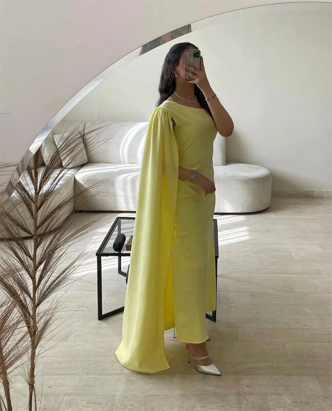 Robe de Rhsirène élégante pour femme, robe de soirée en fibre, longueur de rinçage, train de balayage, mode officielle, Arabie saoudite