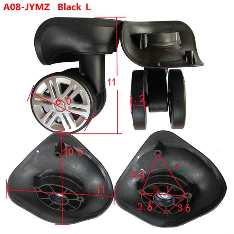 A57-FSL поворотное универсальное Сменное колесо черного цвета с двойным рядом для чемоданов