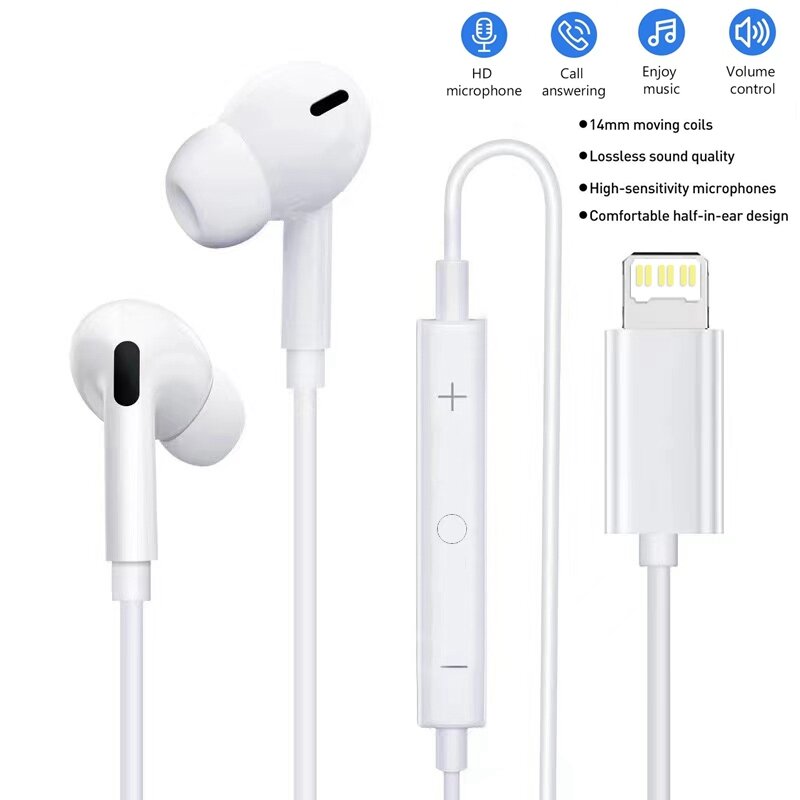 Słuchawki douszne przewodowe dla Iphone słuchawki Lightning dla Iphone 12 11 pro 8 7 Plus X XS MAX XR iPod przewodowe słuchawki douszne z mikrofonem