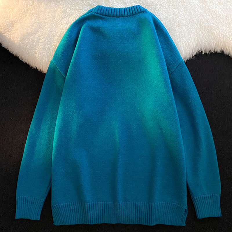 Женский винтажный вязаный свитер с круглым вырезом и длинными рукавами