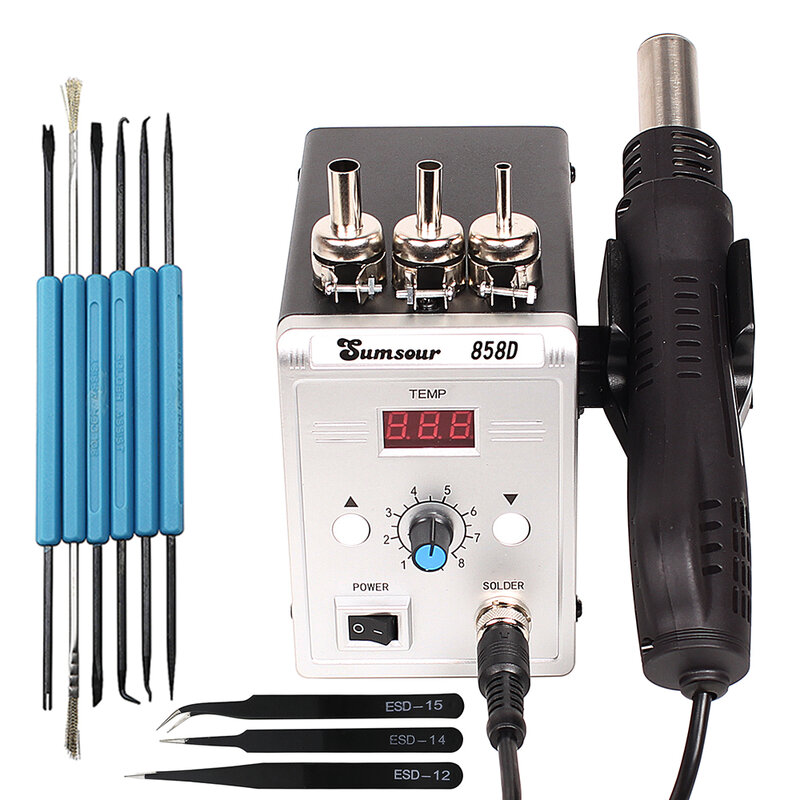 Hot Air Gun 858D 700W BGA Rework Solder Station Soldering Heat Air Gun Station 220V / 110V For SMD SMT Welding Repair With Gifts