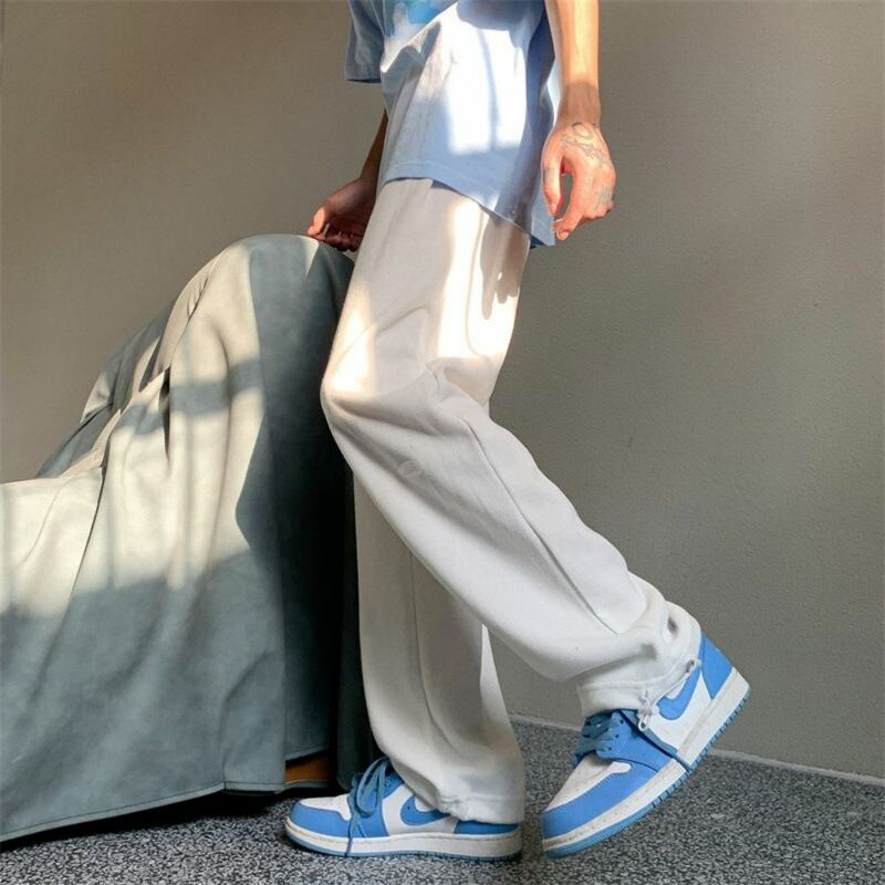 Pantaloni della tuta Casual pantaloni da uomo pantaloni elastici in vita larghi dritti alla moda coreana Oversize allentati Hip Hop Streetwear
