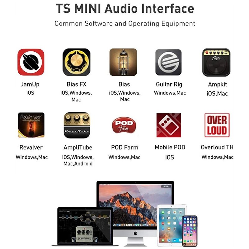 MeloAudio TS Mini Compact Instruments ไมโครโฟน USB Audio Interface สำหรับ iPhone iPad อุปกรณ์ Android Mac PC การ์ดเสียง