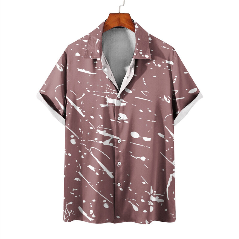 2023 Men's slim short -sleeved Hawaiian shirt men's party party beach casual fashion T -shirt casual street clothing