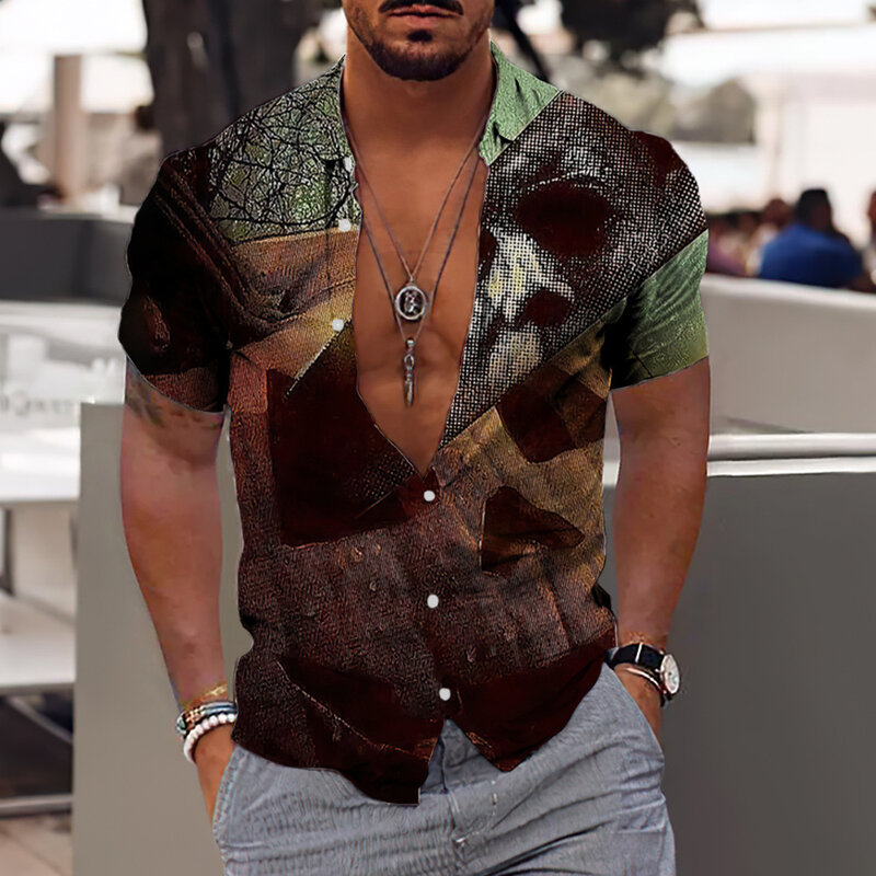 Camicia hawaiana uomo estate Hallowmas camicie stampate in 3d per uomo vacanza manica corta Beach top Tee Shirt uomo camicetta oversize