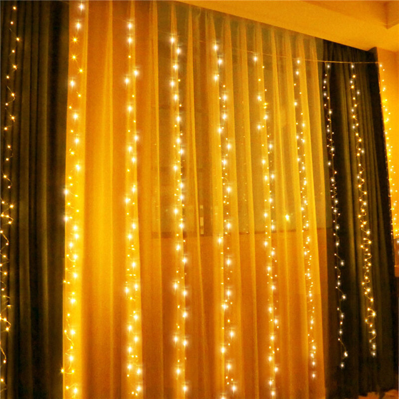 ستائر LED بمصابيح 5 فولت 3 متر × 3 متر مصابيح LED بمصابيح 300 مصباح USB جنية متدلي بالريموت كنترول ديكور لحفلات الزفاف وحفلات الزفاف
