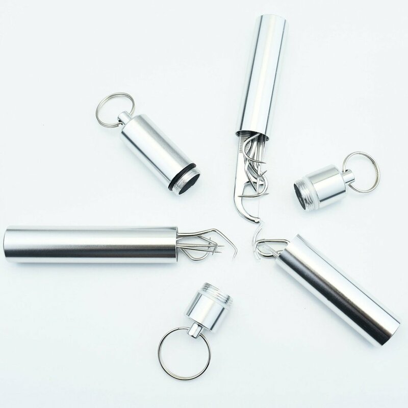 1 Set Stainless Steel Toothpick Set Portable Oral Cleaning Tools Tooth Flossing Artifact Outdoor Picnic Camp Reusable Toothpick