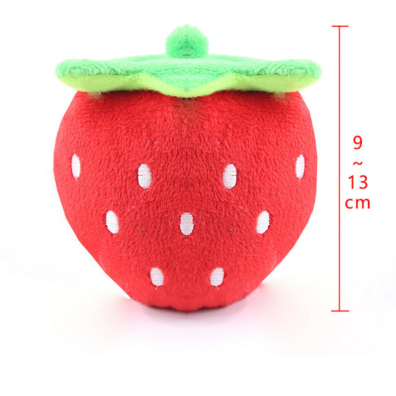 Cute Plush Strawberry Stuffed Cartoon Squeaky Cat Toy Strawberry Puzzle For Kitten Chew Interactive Squeaker Toy For Pet Product