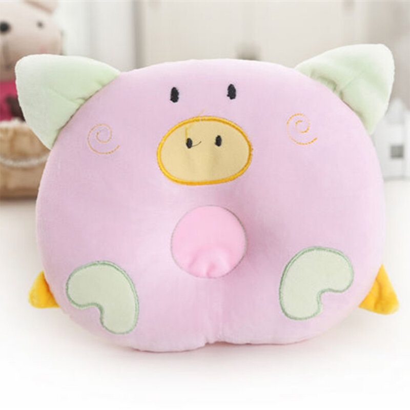 어린이 스타 아기 벨벳 돼지 자수 크리에이티브 모델링 베개, 신생아 편심 방지 머리 모양 베개, 아기 베개