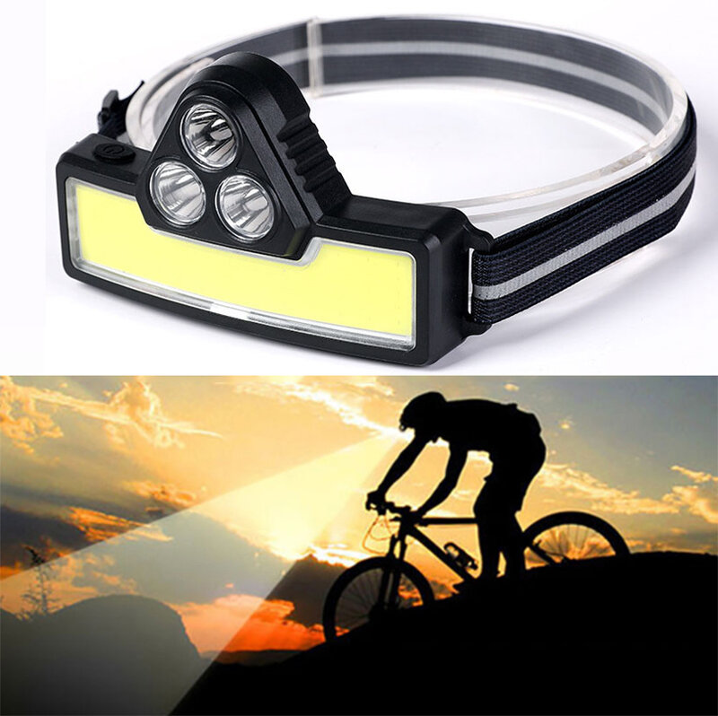 XIWANGFIRE COB  LED Headlight Uses Built-in Battery and 3xAAA Battery Rechargeable Flashlight 3 Levels Adjustable Headset Torch