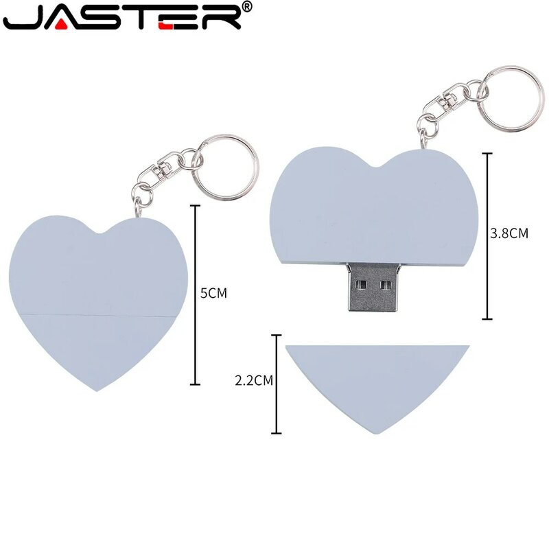 JASTER-Pen Drive USB em Forma de Coração de Madeira, Memory Stick Multicolor, U Disk, Logotipo Personalizado Grátis, U Disk Fashion, 128GB, 64GB, 32GB