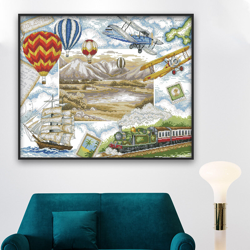 Набор для вышивки крестиком 14 карат, Экологичная хлопковая нить, картина для домашнего декора «радость воскресенья», 60 х51см, «Travel Round The World»