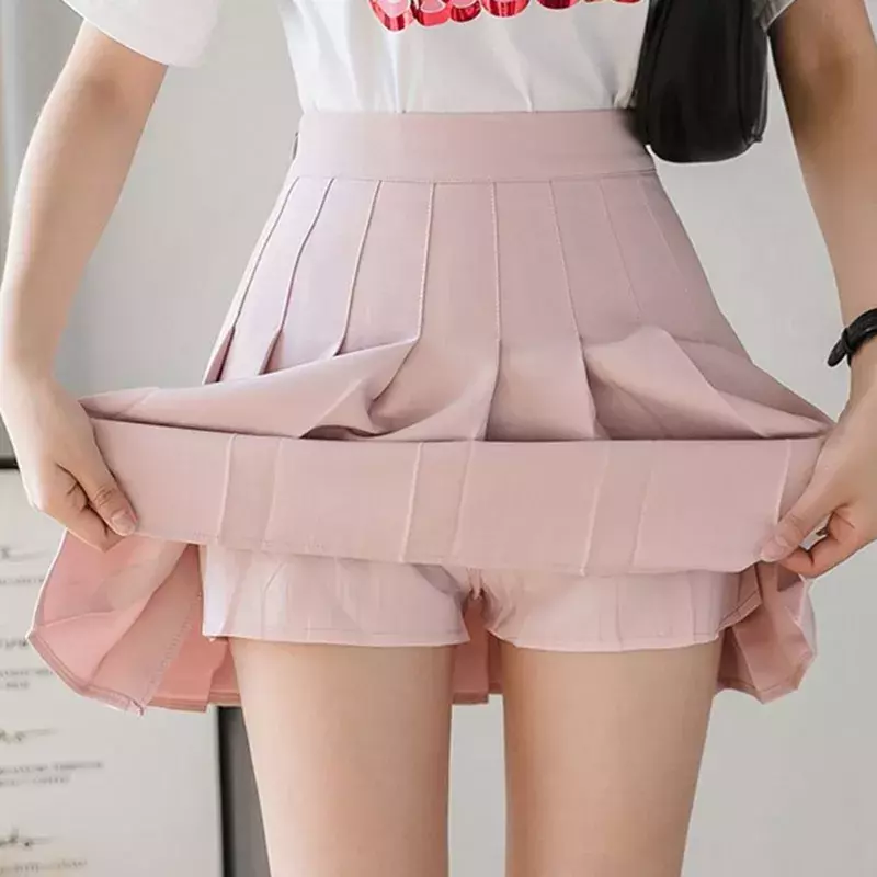 2021 wiosna lato koreańska spódnica szorty kobiety wysokiej talii Sexy Mini spódnica szorty szkolne plisowana Kawaii japońska różowa spódnica kobiet