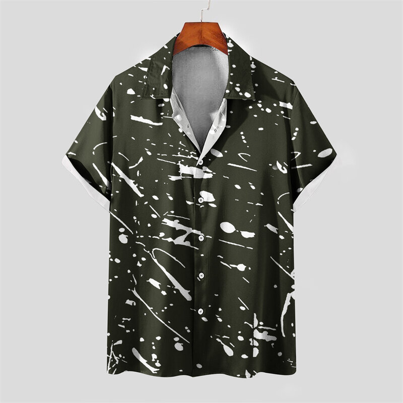 2023 Men's slim short -sleeved Hawaiian shirt men's party party beach casual fashion T -shirt casual street clothing