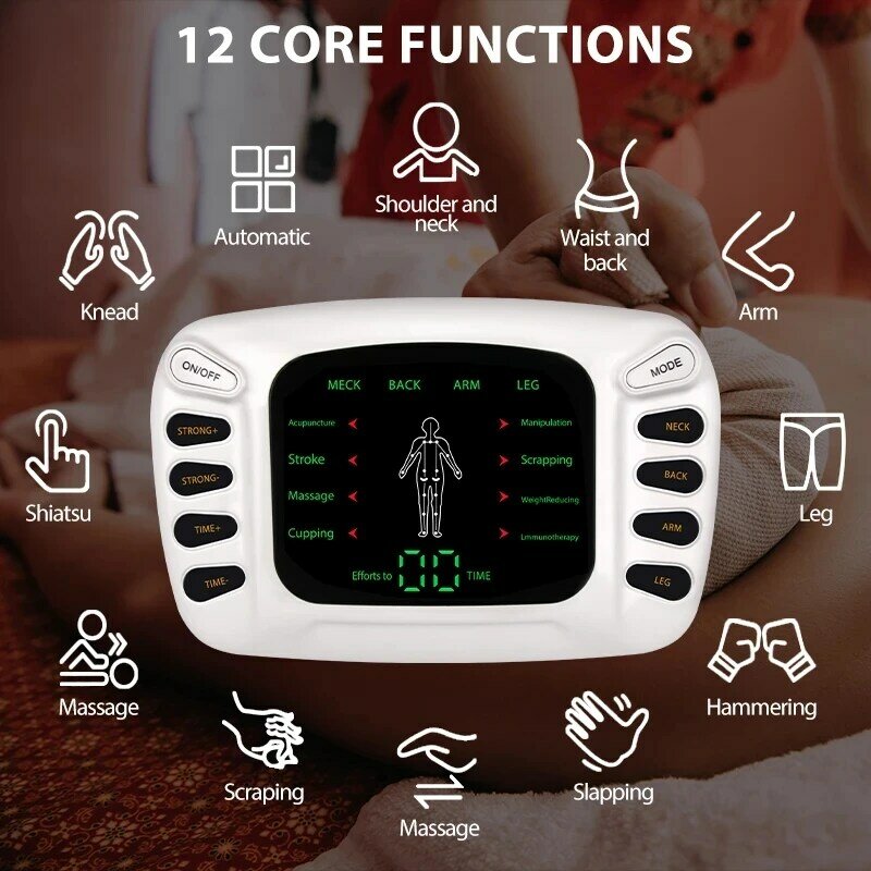 Électrostimulateur de physiothérapie TENS, appareil électrique à 2 canaux de sortie, Stimulation musculaire professionnelle, Massage par ondes de choc pour le corps
