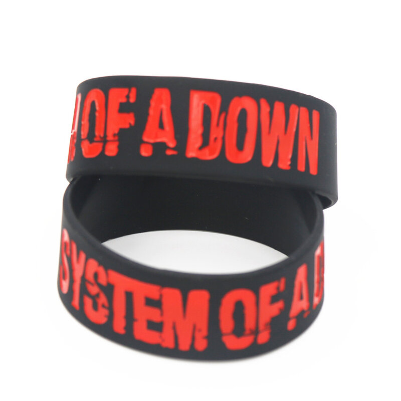 1PC SYSTEM OF A DOWN cinturino in Silicone per fan della musica braccialetti e braccialetti con impresso rosso nero largo regalo gioielli donna uomo SH101