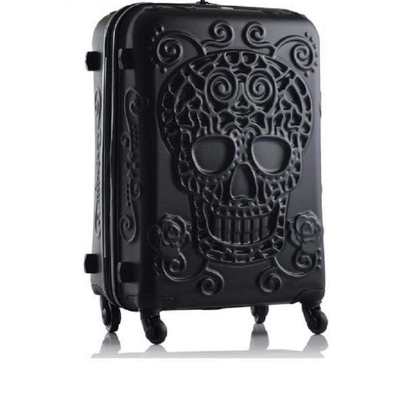 Travel tale personality fashion 20/24/28 pollici Rolling bagaglio Spinner marca valigia da viaggio originale 3d skull bagagli