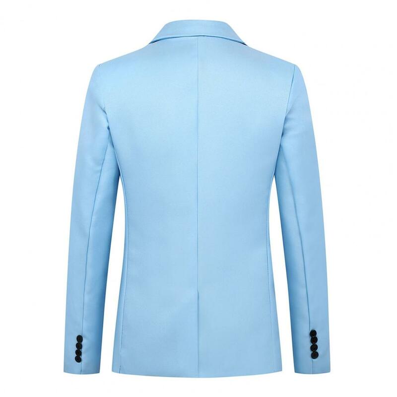 Casaco de blazer masculino uma fivela de gola virada para baixo mangas compridas cor sólida fino ajuste terno jaquetas para homem chaquetas hombre