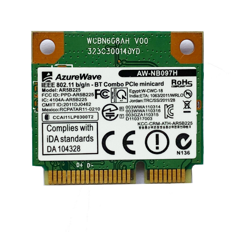 بطاقة لاسلكية ل ATHEROS AR5B225 300Mbp MINI PCI-E بطاقة WiFi + For Bluetooth 4.0 Atheros AR5B22 2.4GHz 5GHz 802.11a/b/g/n