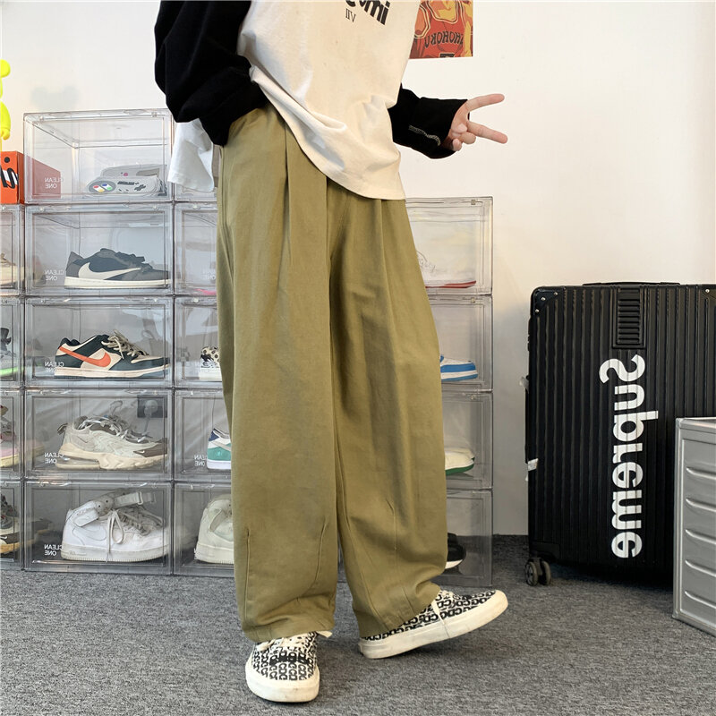 Брюки с широкими штанинами для мужчин и женщин, модные повседневные рабочие штаны в стиле ретро, универсальные брюки с широкими штанинами
