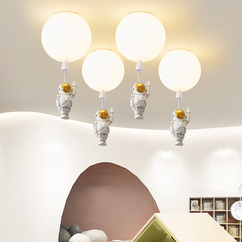 Nordic Children's Room Bedroom Chandeliers Creative Astronaut Ceiling Lamp Boys And Girls Corridor Room Balloon Cosmonaut Lights