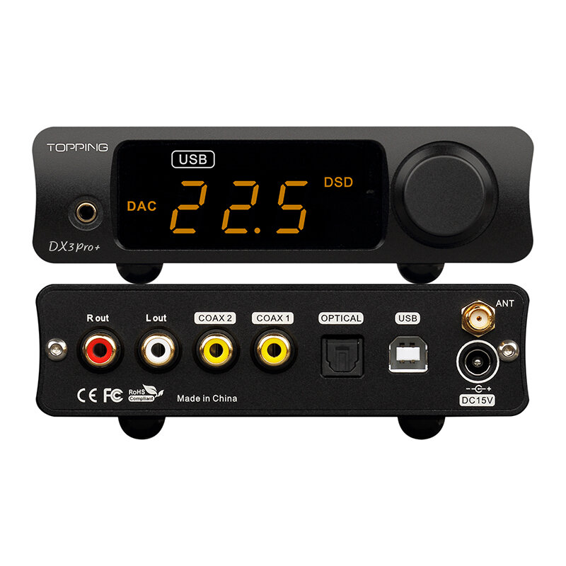 TOPPING-amplificador de auriculares DX3 PRO + ES9038Q2M DAC, decodificador de Audio HiFi USB 768KHz DSD512 Bluetooth 5,0 LDAC con Control remoto