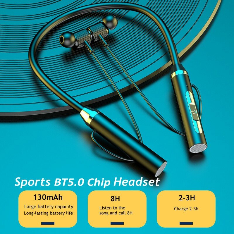 Magnetic Wireless Bluetooth 5.0 Earphones Neck band Headphones Sports Waterproof Headset Noise Cancelling Earbuds With Micphone