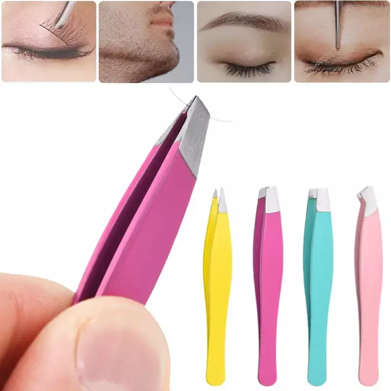 Eyeblogugg-Pince à épiler en acier inoxydable, pince à épiler pour extension de cils, pince à épiler colorée, maquillage professionnel, outils de beauté, 1PC