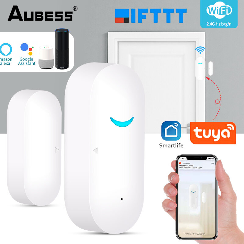 Tuya-WiFi Cortina aberta e fechada detectores, alarme janela inteligente, sensor de porta sem fio, automação residencial