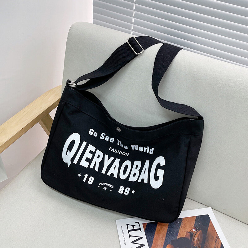 Japanese Harajuku Messenger Bags Canvas Large Capacity Student Schoolbag Satchels Teenagers Casual Simple Shoulder Bag Crossbody