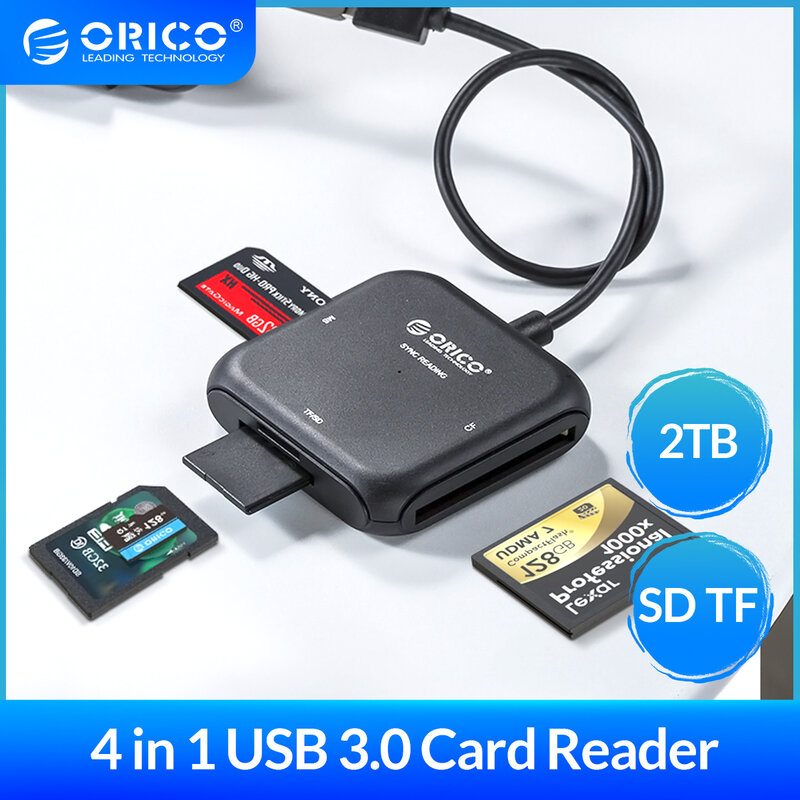 ORICO-lector de tarjetas USB 3,0 4 en 1, dispositivo de memoria Flash para TF, SD, MS, CF, portátil, OTG, 3,0