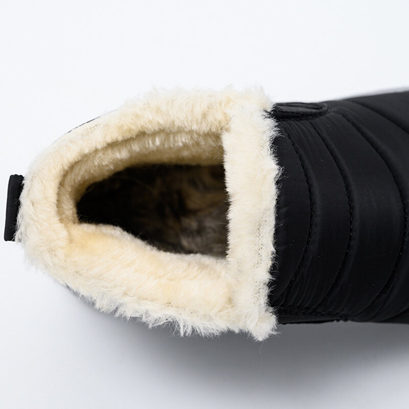 Botas de nieve planas para Mujer, zapatos de plataforma sin cordones, botines de piel, calzado impermeable de felpa para invierno
