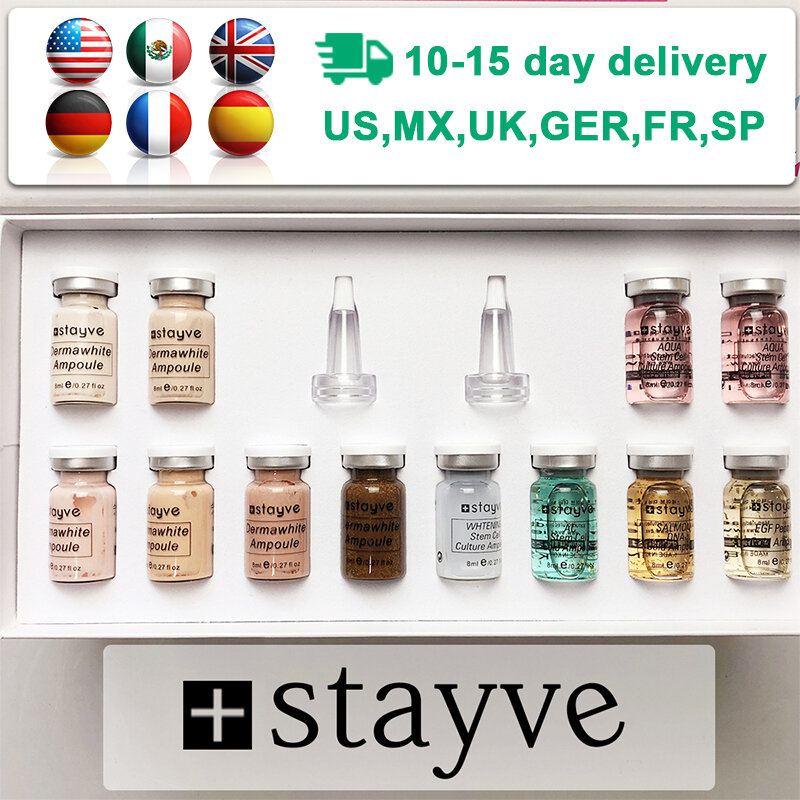 Stayve-Kit de iniciación para principiantes, 12 viales, 8ml, crema BB brillante, blanqueamiento, base líquida para mesoterapia con microagujas Dr pen