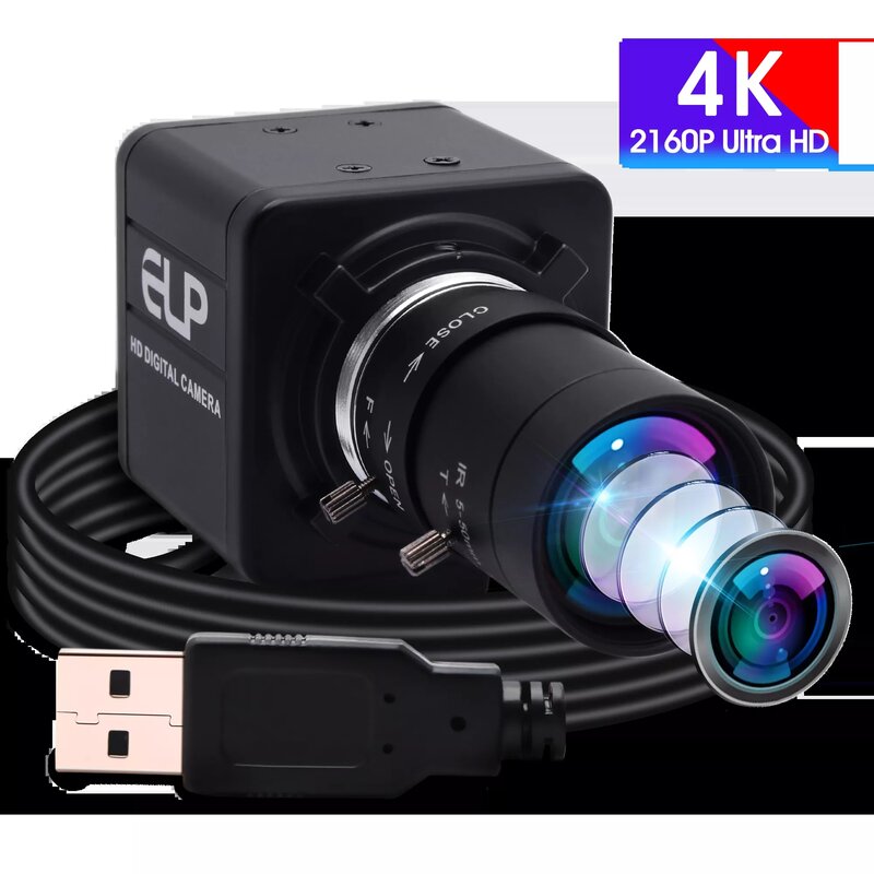 Kamera USB 4K 30fps IMX415 Kamera Konferensi Video Webcam USB Ultra HD dengan Lensa Varifokal Zoom Manual untuk Siaran Langsung