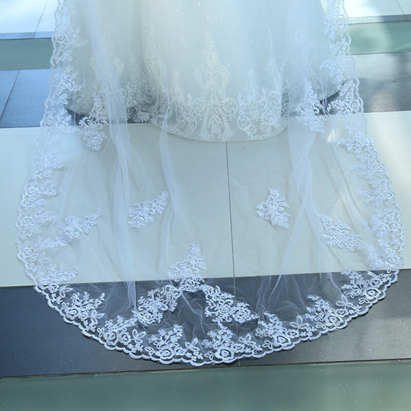 Voile de mariée fait à la main, 2.8M, accessoires pour cheveux, à une couche, en maille douce suisse, dentelle, avec peigne, nouvelle collection