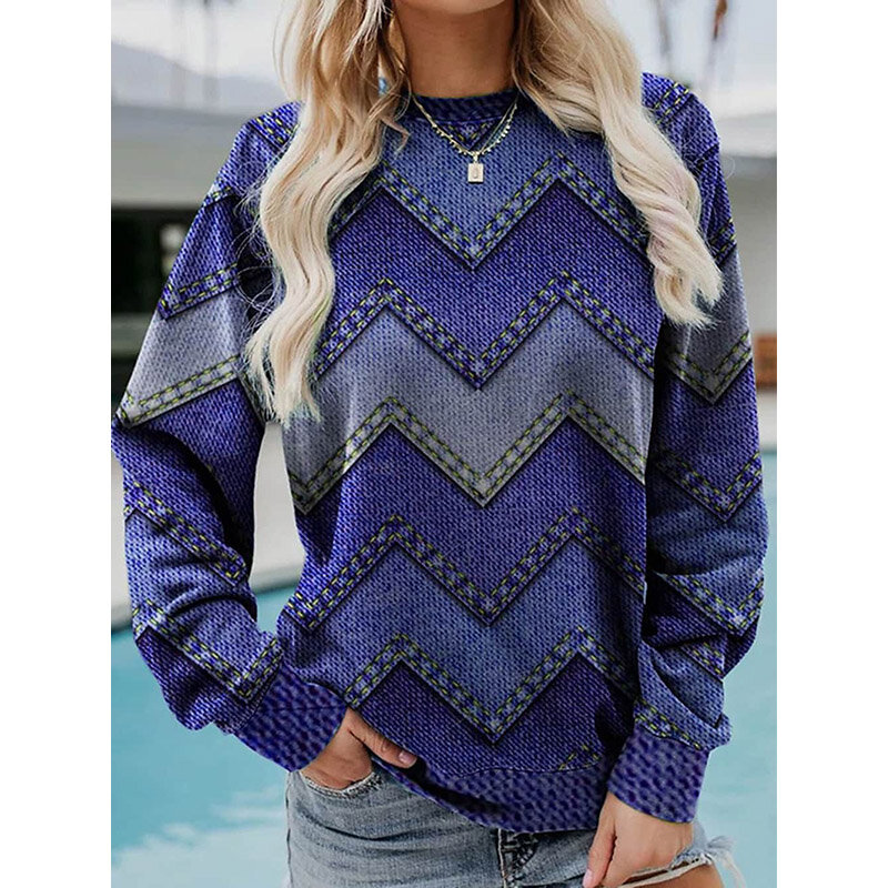 Women 2022 New Fashion Winter Pullover Print Pullover Fashion Sweater Long Sleeve T-shirt XS-8XL