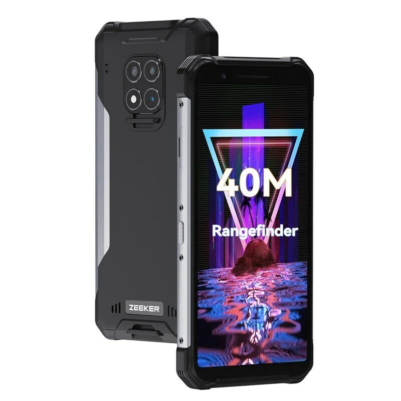 Zeeker t100 áspero smartphone 40m medida a laser celular helio g85 android 11 octa núcleo 128gb telefone impermeável 6000mah nfc