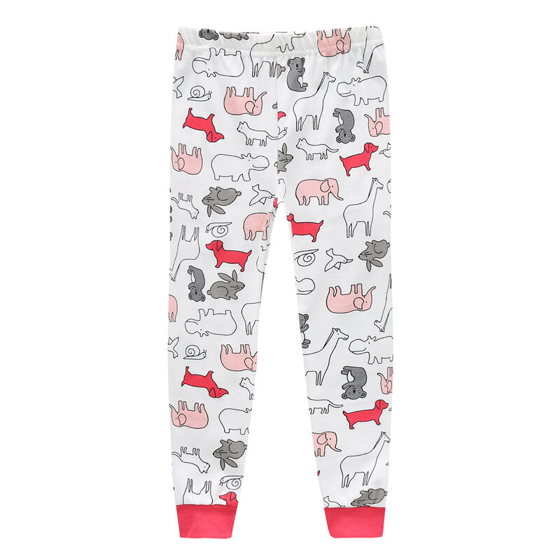 Pyjama 100% coton pour bébés garçons et filles, vêtements de nuit, motif animaux de dessin animé, ensemble haut à manches longues + pantalon