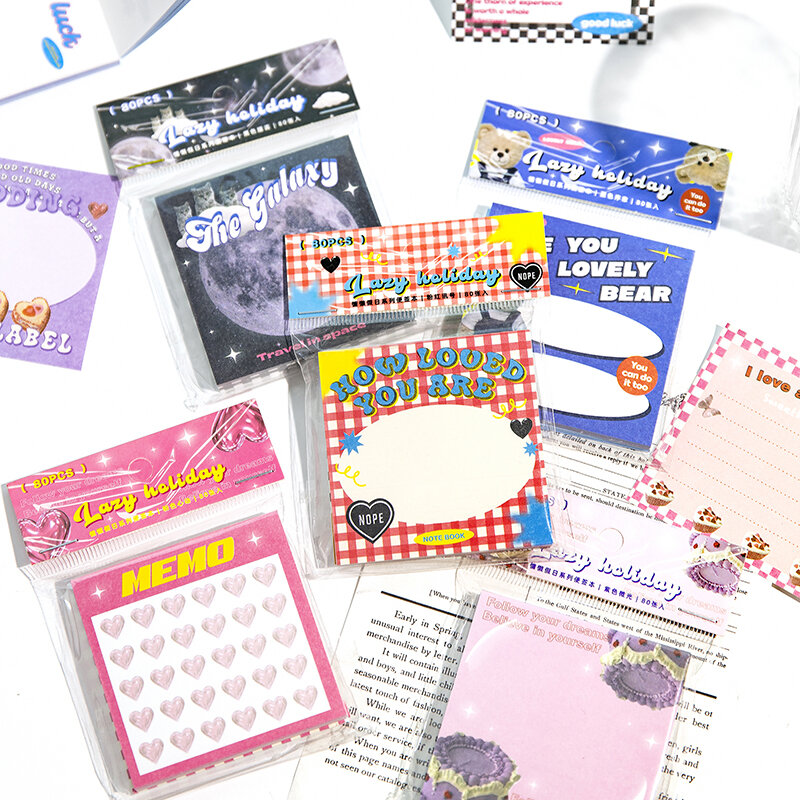80Pcs Korean Retro Memo Pad To Do List Daily Check Message Note Paper Bookmarks Notepad Stationery Office School Supplies