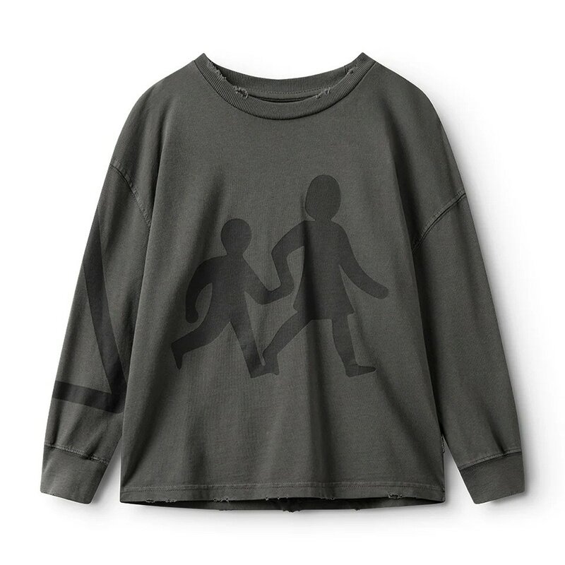 T-shirt de manga comprida série N para meninos e meninas, duas peças falsas, roupa infantil, carta, novo, outono, inverno, 2023