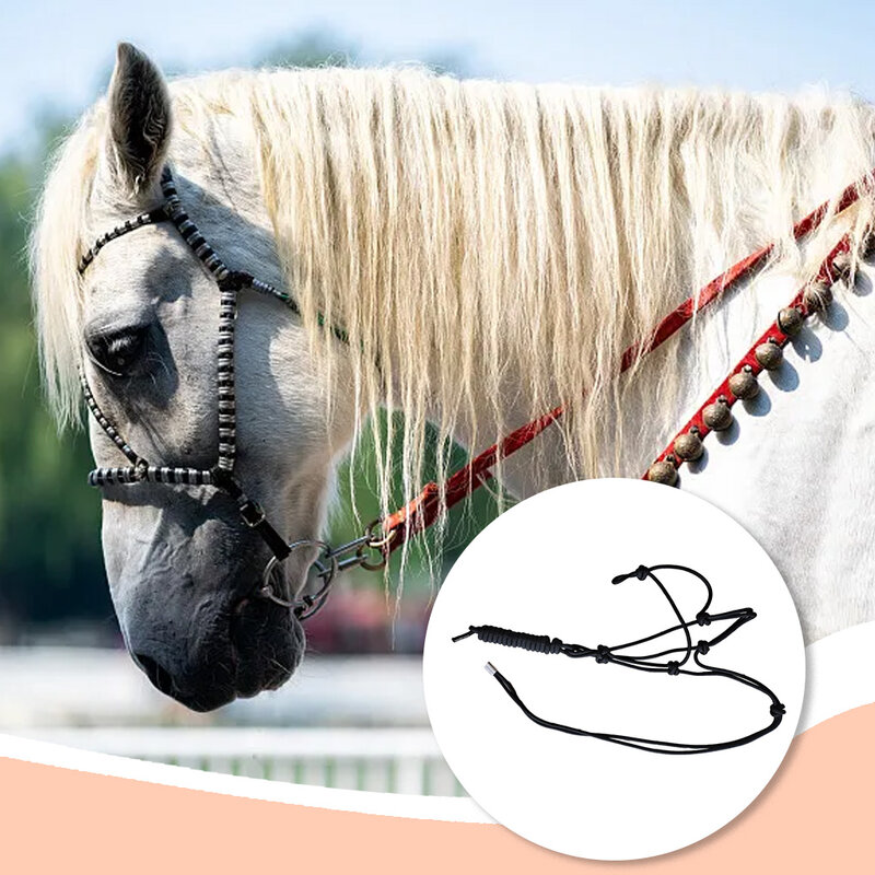 Cabestro de caballo ajustable, nudo trenzado, lazo de entrenamiento, brida de equitación, tocado de cuerda trenzada resistente al desgaste, Collar de nailon