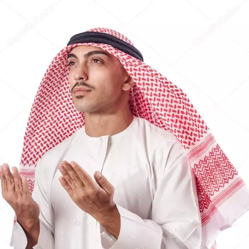 Pakaian Islami Pria Arab Saudi Dubai Kostum Tradisional Muslim Aksesoris Turban Topi Berdoa Kotak-kotak Syal Kepala 135*135Cm