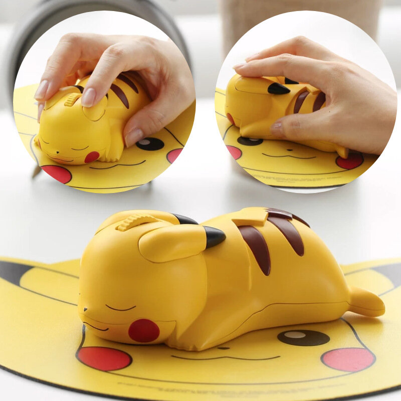 Pokemon Anime rysunek oryginalna komputer stancjonarny Laptop bezprzewodowa mysz z Bluetooth Kawaii Pokémon figurka lalka mysz Pikachu Mat zabawka