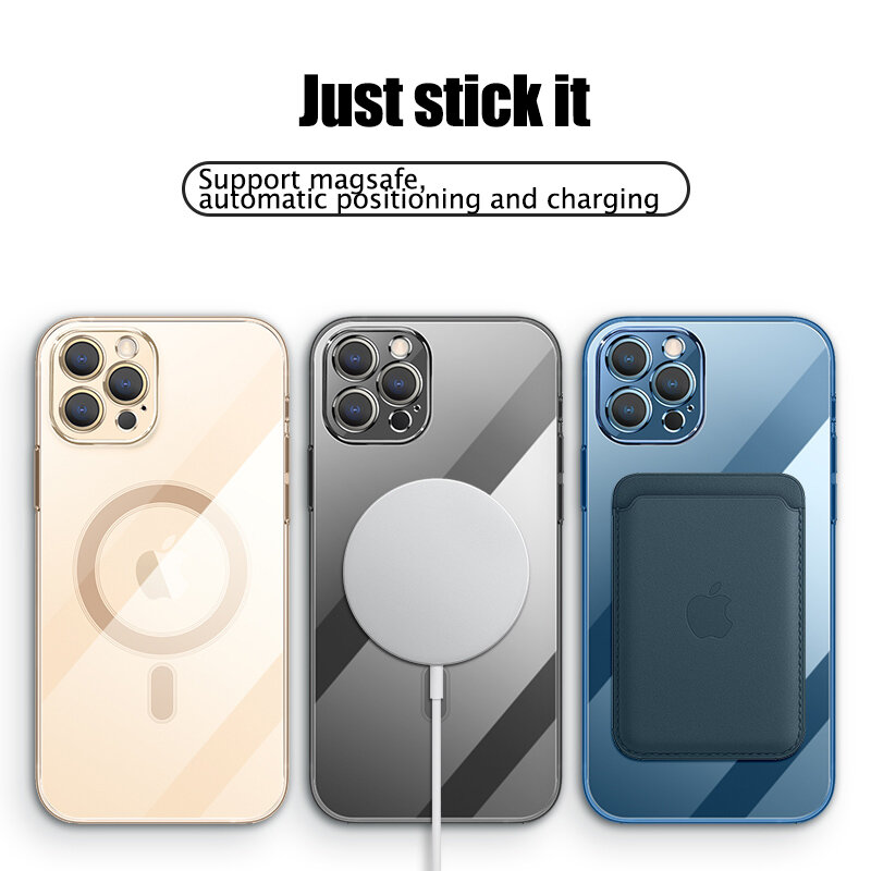 Original Official Magsafe Magnetic Wireless Charging Plating Case For iPhone 14 13 12 11 Pro Max Mini XS Phone Cover Accessories