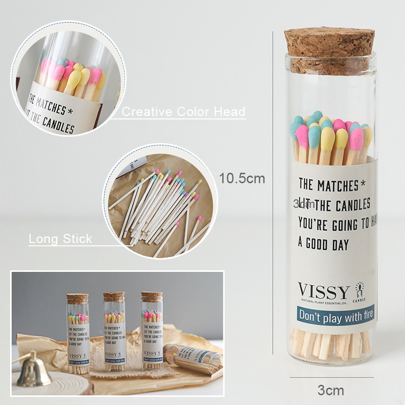 30Pcs Romantic Multicolor Matches Aromatherapy Candle Creative Bottled Matches Holiday Gifts Long Handle Colored Bottled Matches
