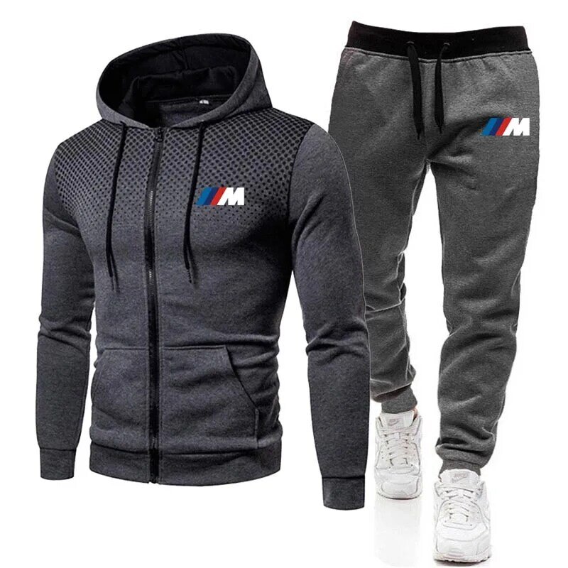 Nova primavera outono moda conjuntos de roupas masculinas hoodies + calças bmw ternos do esporte camisolas casuais treino marca esportiva